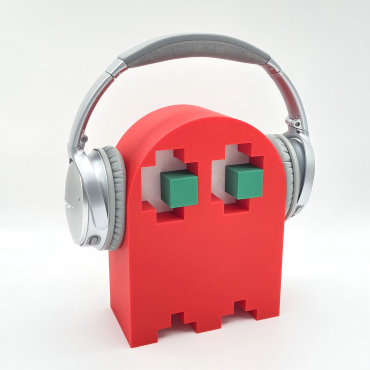 Green eyes and red body ghost shaped headphone stand