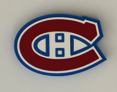 3D printed Montréal Canadiens hockey logo magnet made in Canada, available as magnet, shoe charm or keychain.